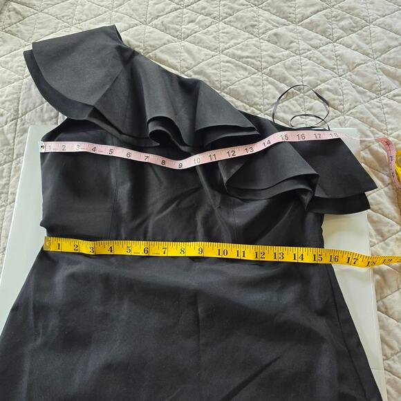 J Crew Dress Women's 8 Black Silk Blend One Shoulder Dark Romantic Feminine NEW - Picture 9 of 11
